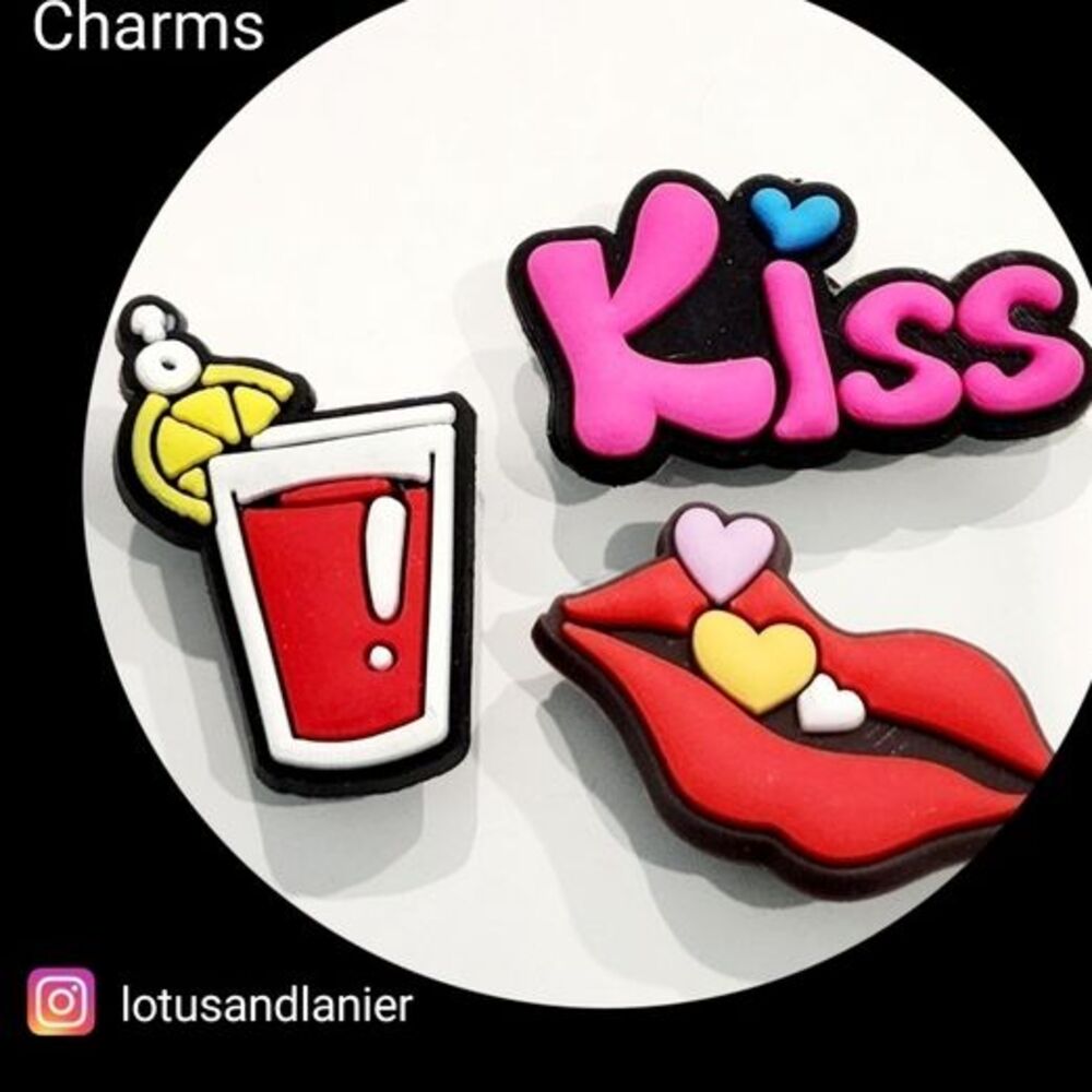 Shoe Charms  Kiss Charms Set of 3